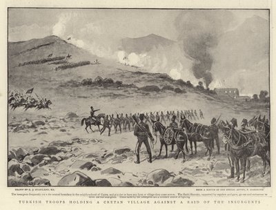 Turkish Troops holding a Cretan Village against a Raid of the Insurgents by Charles J. Staniland